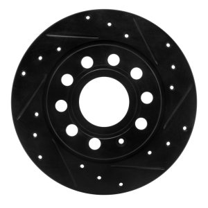Audi A3 Brake Rotor (1) - Rear Right - R1 Concepts - Drilled & Slotted - Black - `10-`19